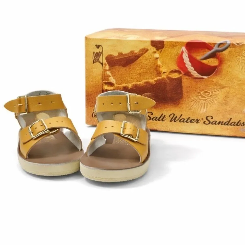 Salt Water Sun-San Surfer Leather Sandals Water Friendly Mustard Toddler Girls 5